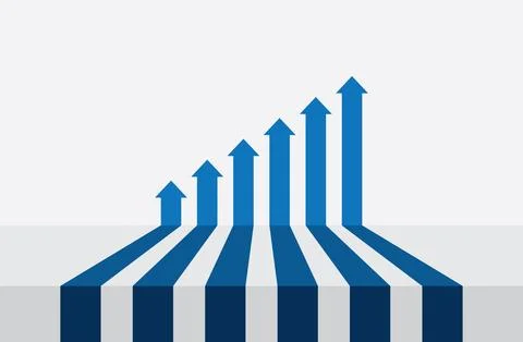 Graph with an increase and growth report. Diagram with the progress of rise.. Stock Illustration