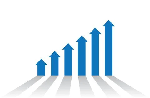 Graph with an increase and growth report. Diagram with the progress of rise.. 库存插图