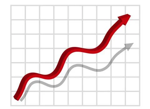 Graph with increase report. 3d diagram with rise and gain progress. Vector Stock Illustration