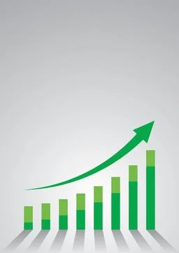 Graph with increase report and blank background. Diagram with rise progress.. Stock Illustration