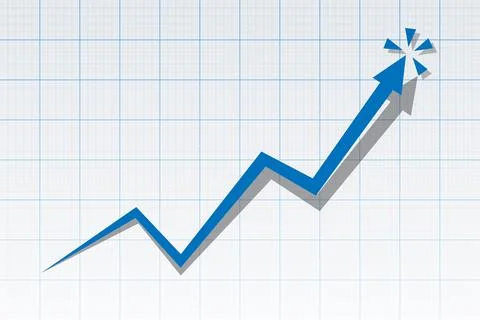 Graph with increase report. Arrow diagram with rise and gain progress. Vector イラスト素材