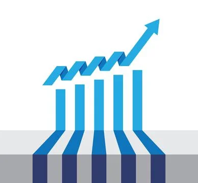 Graph with increase report. Bar diagram with rise progress. Vector illustrati 스톡 일러스트