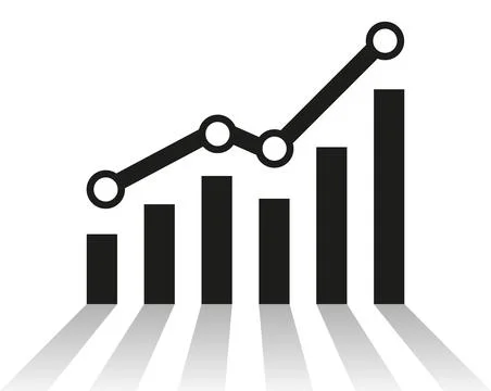 A graph with an increase report. Diagram with progress of rise and improvem.. Stockillustratie