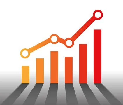 A graph with an increase report. Diagram with progress of rise and improvem.. Stock Illustration