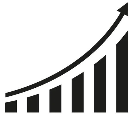 Graph with increase report. Diagram with rise and gain progress. Vector イラスト素材