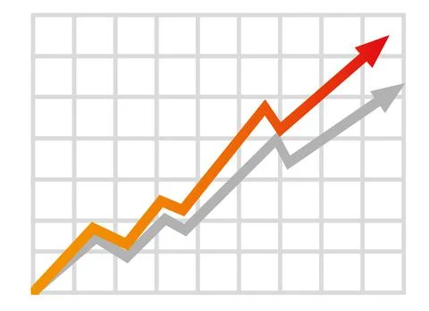 Graph with increase report. Diagram with rise and gain progress. Vector Stock Illustration