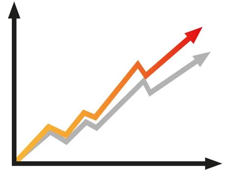 Graph with increase report. Diagram with rise and gain progress. Vector illus Stock Illustration