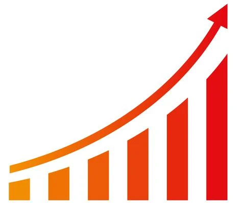 Graph with increase report. Diagram with rise and gain progress. Vector illus Stockillustratie