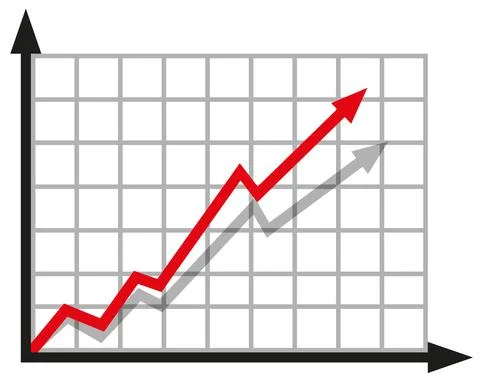 Graph with increase report. Diagram with rise and gain progress. Vector illus イラスト素材
