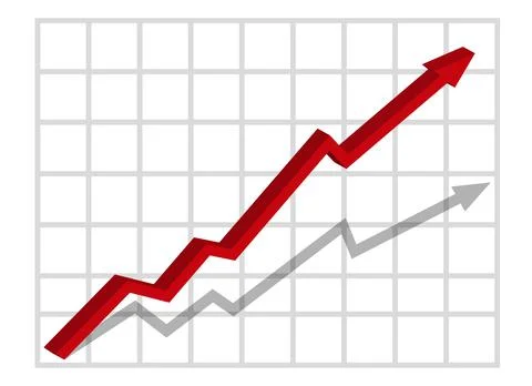 Graph with increase report. Diagram with rise and gain progress. Vector Stock Illustration