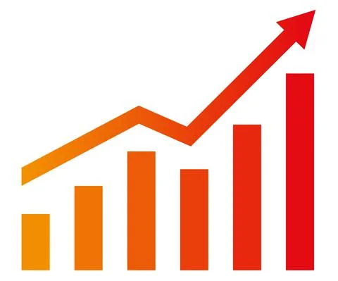 Graph with increase report. Diagram with rise and gain progress Stock Illustration
