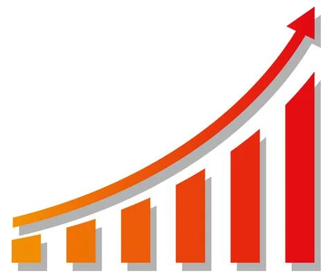 Graph with increase report. Diagram with rise and gain progress. Vector 库存插图