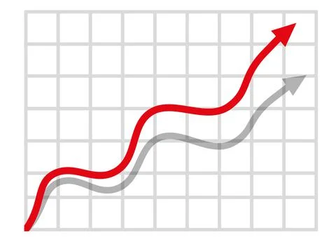 Graph with increase report. Diagram with rise and gain progress. Vector Illustrazione stock