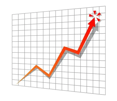 Graph with increase report. Diagram with rise and gain progress. Vector Stockillustratie