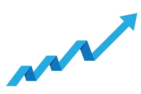 Graph with increase report. Diagram with rise and gain progress. Vector Stock Illustration