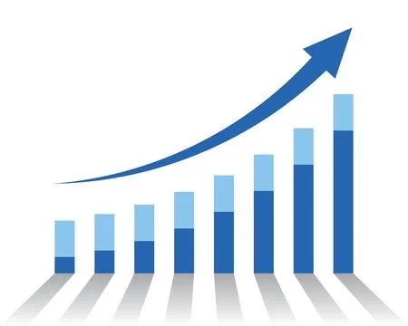 Graph with increase report. Diagram with rise progress. Vector illustration.. イラスト素材