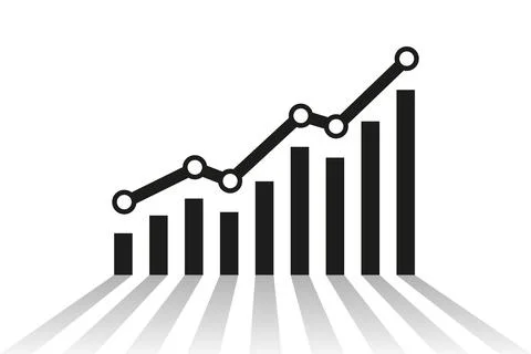 Graph with increase report. Diagram with rise and gain progress. Business c.. イラスト素材