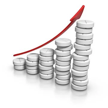 Graph of increasing medicine usage Stock Illustration