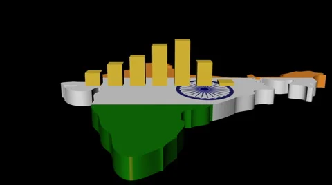 Graph on India map flag animation Stock Footage