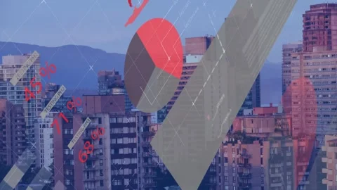 The graph interface is a simplified way to view data about a cityscape Stock Footage 325703327