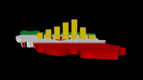 Graph on Iran map flag animation Stock Footage 24310916