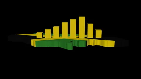 Graph on Jamaica map flag animation Stock Footage 24309738
