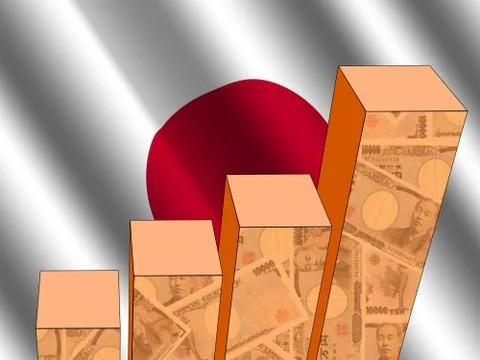 Graph with japanese flag Stock Illustration