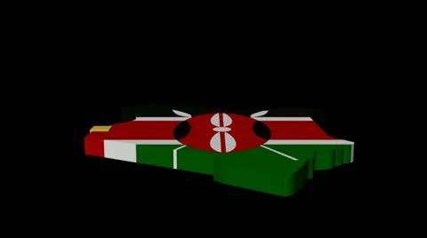 Graph on Kenya map flag animation Stock Footage 12406324