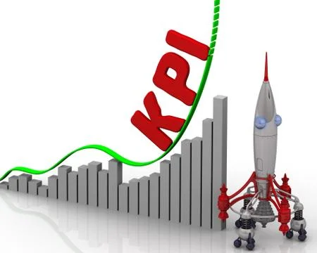 The graph of KPI (Key Performance Indicator) growth Stock Illustration