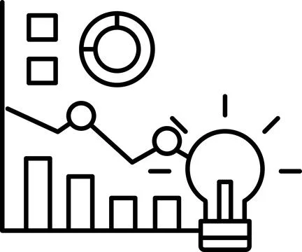 A graph with a light bulb on it Stock Illustration
