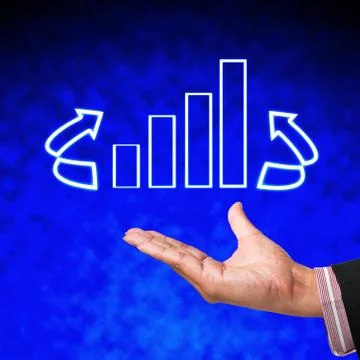 Graph of light with hand on abstract background Stock Illustration