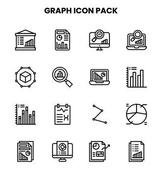 Graph Line Bundle Icons Pack Stock Illustration
