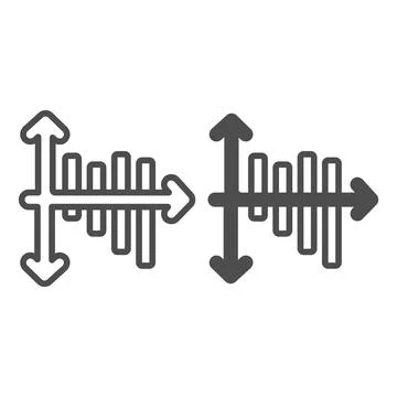 Graph with line chart line and solid icon, diagram concept, incline and decline Stock Illustration