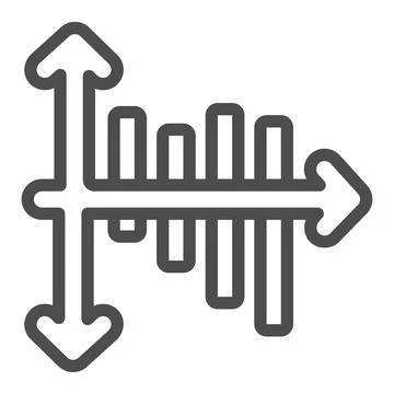 Graph with line chart line icon, diagram concept, incline and decline chart Stock Illustration