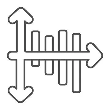 Graph with line chart thin line icon, diagram concept, incline and decline chart Stock Illustration