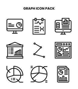 Graph Line Collection Icons Pack 스톡 일러스트