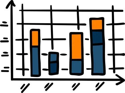 A graph with a line going up and a box with a number on it Illustrazione stock