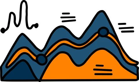 A graph with a line going up and a box with a number on it Stock Illustration