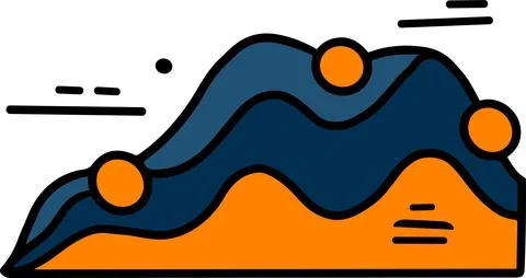 A graph with a line going up and a box with a number on it Stock Illustration