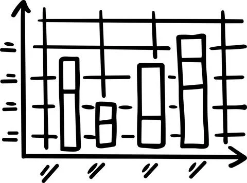 A graph with a line going up and a box with a number on it Stock Illustration