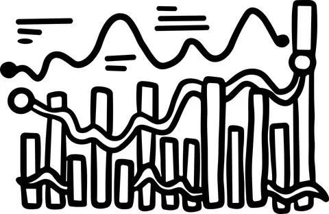 A graph with a line going up and a box with a number on it イラスト素材