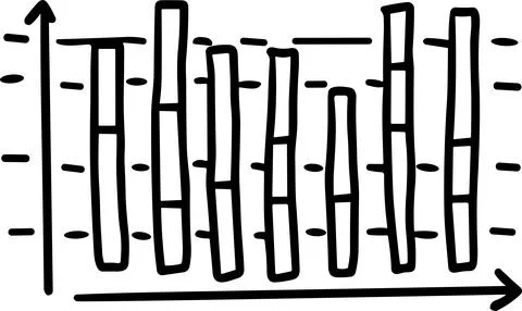 A graph with a line going up and a box with a number on it Stock Illustration
