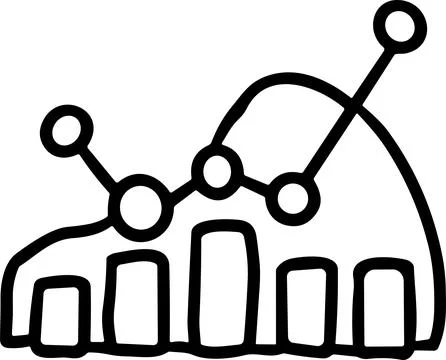 A graph with a line going up and a box with a number on it Stock Illustration