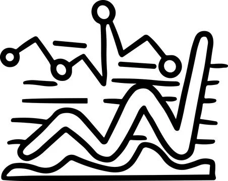 A graph with a line going up and a box with a number on it Stock Illustration