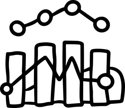 A graph with a line going up and a box with a number on it Stock Illustration