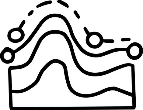 A graph with a line going up and a box with a number on it イラスト素材