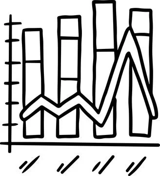 A graph with a line going up and a box with a number on it Stock Illustration