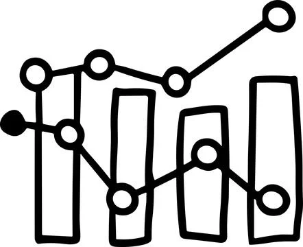 A graph with a line going up and a box with a number on it Stock Illustration