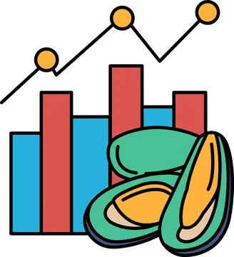 A graph with a line going up and down and a bunch of circles Stock Illustration
