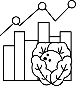 A graph with a line going up and a line going down イラスト素材